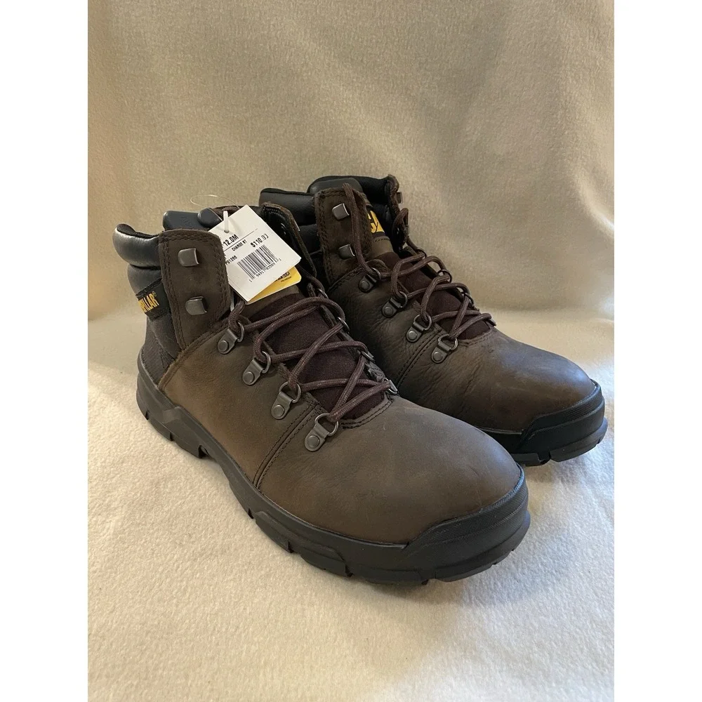 CATERPILLAR CAT MENS Shoes 12 BROWN Charge Steel Toe Boots WORK WEAR Medium NWT